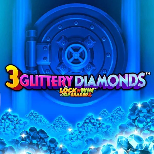 3 Glittery Diamonds slot logo by PearFiction Studios at BetOnRed Casino